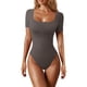 thumbnail image 1 of Body de mujer con cuello cuadrado y canalé - Ropa de yoga sin espalda, material de poliéster, diseño sexy para la playa/vacaciones, tallas S-L (detalles de busto/longitud), 1 of 1
