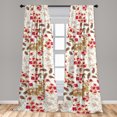 thumbnail image 2 of Ethnic Window Curtains, Paisley Motifs with Flowers Minimalistic Ornament on Plain Back, Lightweight Decor 2-Panel Set with Rod Pocket, Pair of - 28"x84", Dark Coral Umber and Taupe, by Ambesonne, 2 of 3