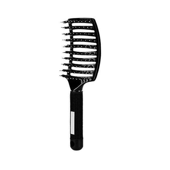 Ruiboury Hair Brush Nylon Bristle Scalp Massage Detangle Hairdressing Tool Home Hair Drying Salon, Black