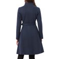 thumbnail image 3 of INSPIRE CHIC Pea Coat for Women Winter Stand Collar Button Down Mid Long Coats Outerwear with Belt L Navy Blue, 3 of 6