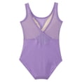 thumbnail image 5 of ranrann Children Girls Leotards Sleeveless Sheer Mesh Ballet Dance Ice Skating Bodysuit Gymnastic Purple 130, 5 of 7