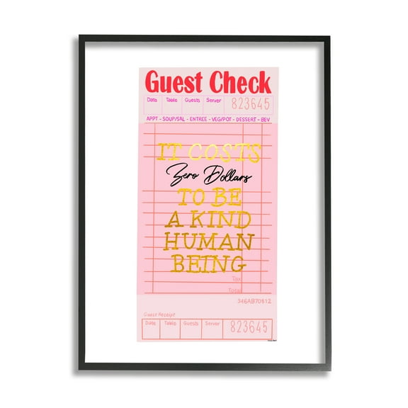 Stupell Industries Zero Dollars to be Kind Inspirational Painting Black Framed Art Print Wall Art, 11 x 14