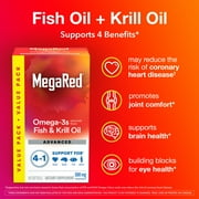 MegaRed Advanced 4in1 500mg Omega-3 Fish Krill Oil Supplements, Heart Brain Eyes Joints Health, 80 Softgels