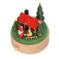 thumbnail image 4 of 2023 Christmas Gift Wooden Hand Crank Music Box Round Bottom Santa House For Decoration, 4 of 4