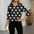 thumbnail image 2 of Women's Trendy Polka Dots Lapel Shirts Casual Long Sleeve Pullover Tunic Tops Dressy Loose Going Out Blouse, 2 of 5