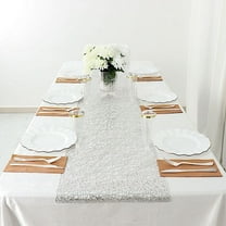 Balsa Circle 6 feet Silver Reversible Metallic Woven Vinyl Plastic Table Runner Party Events Catering Decorations