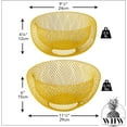 thumbnail image 7 of 2 Piece Modern Yellow Metal Wire Mesh Fruit Bowl Set, Double Wall Construction, 11.5 D x 6 Tall, and 9.5 Diameter x 4.75 Tall Inches, 7 of 7