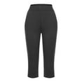 thumbnail image 5 of Hauaitttt Women's Casual Pants for Everyday Comfort Versatile Home and Sports Wear Classic Solid Color 3/4 Length Trousers Elastic Waist for Easy Fit Loose Womens Pants Elastic Waist plus Size Hiking, 5 of 7