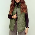 thumbnail image 4 of VISALY Women's Button Down Zip Up Jacket Vest Cropped Puffer Vest Women Lightweight Quilted Stand Collar Sleeveless Jackets Fall Winter Coat Jn L, 4 of 6