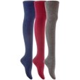 thumbnail image 3 of Meso Women's 3 Pairs Over Knee High Thigh High Cotton Socks JMYP1025-2 Size 6-9(Random Color), 3 of 4