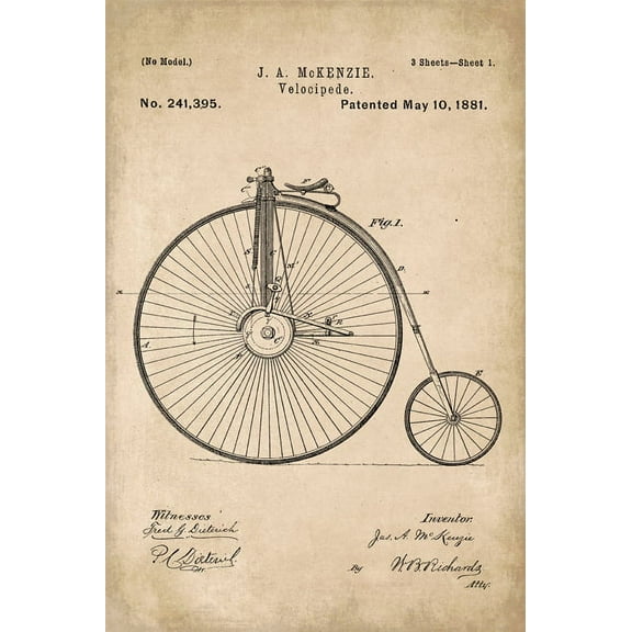 Old Style Bicycle Patent Art Poster Print