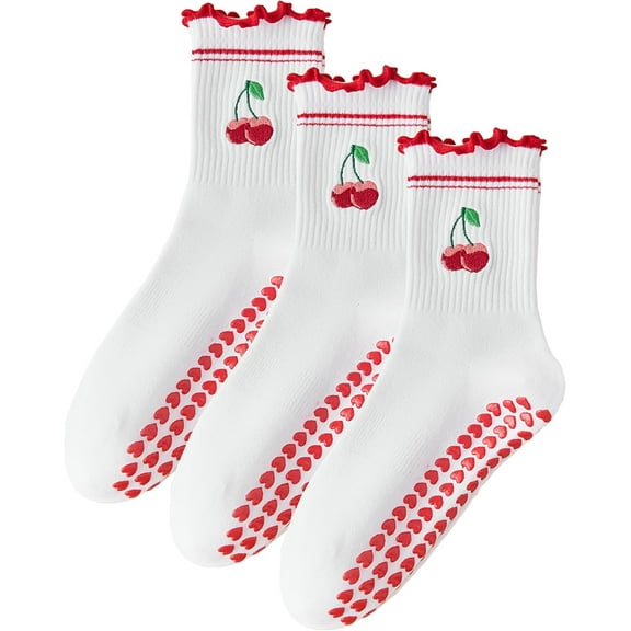 Pilates Socks with Non-Slip Grips Yoga Grippy Barre Workout Athletic Crew Anti-Slip Grip Socks for Women