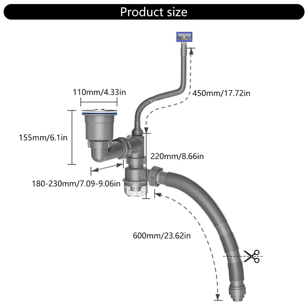 Zorvai Portable Kitchen Sink Drain Set Accessory for Easy Installation Designs