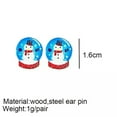 thumbnail image 4 of Small Wood Reindeer Christmas Tree Santa Claus Walking Stick Snowy Stud Earrings, 4 of 9