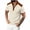 Khaki, variant on Men Color-matching Summertime Fashion Casual Short Sleeve Standing Collar Neck Shirt Top