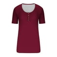thumbnail image 4 of Zpanxa Womens Summer Tops Round Neck Button Up T-Shirt Loose Short Sleeve Top, 4 of 4