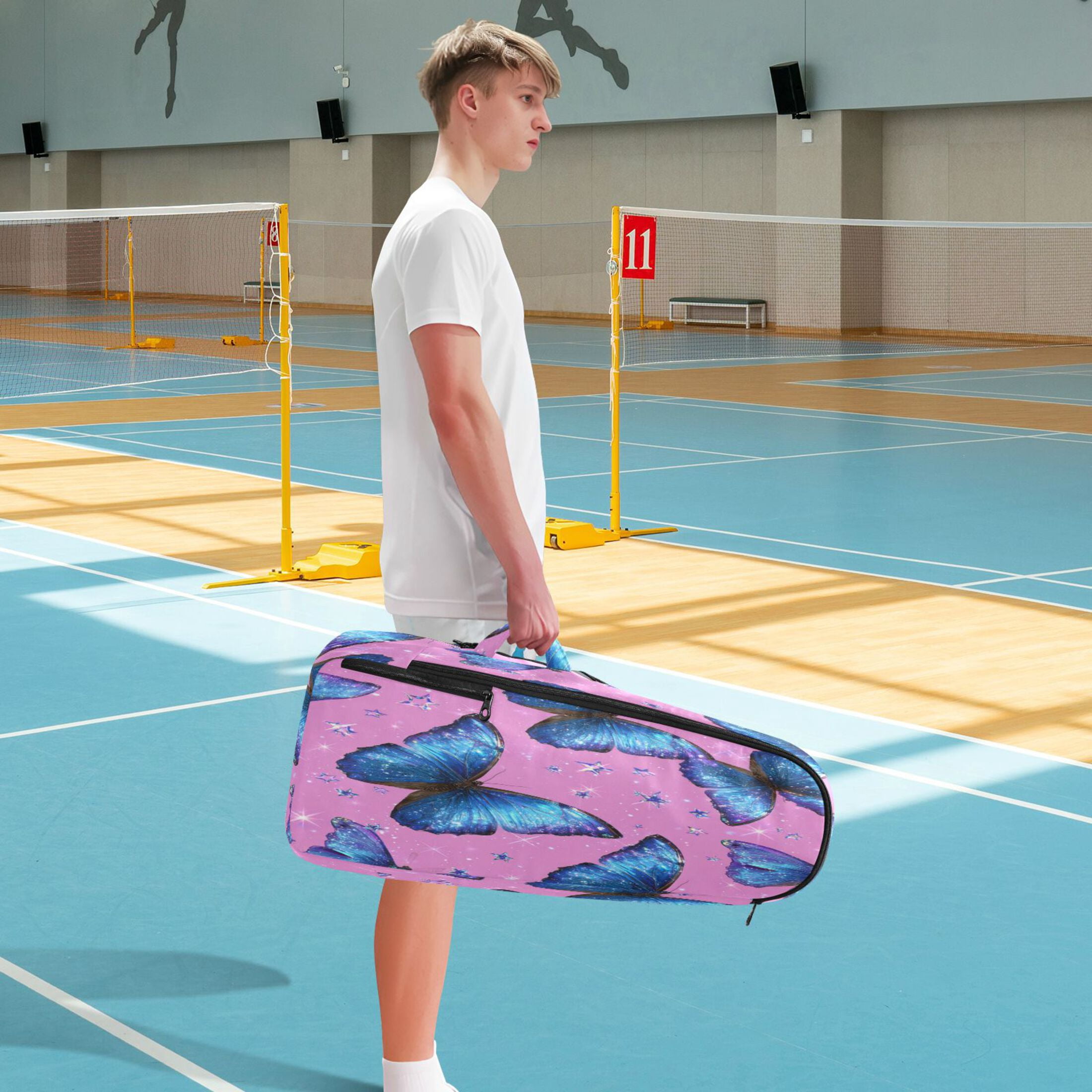 2 Racquet Holder Tennis Backpack Tennis Racket Covers Gym Bags Blue Morpho Butterflies