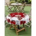 thumbnail image 3 of Outdoor Tablecloth with Umbrella Hole and Zipper, Red Christmas Round Table Cloth 54 Inch Waterproof Tablecloth, Snowman Gifts Xmas Tree Winter Snowflake Picnic Table Cover for Patio Camping, 3 of 7