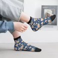 thumbnail image 2 of Fuzoiu Flower Print Adult Socks, Crew Moisture-wicking Socks, Unisex Cushion Crew Socks,Casual Sports Ankle Socks, 2 of 7