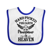 Inktastic Handpicked for Earth by My Pawpaw in Heaven with Angel Wings Boys or Girls Baby Bib