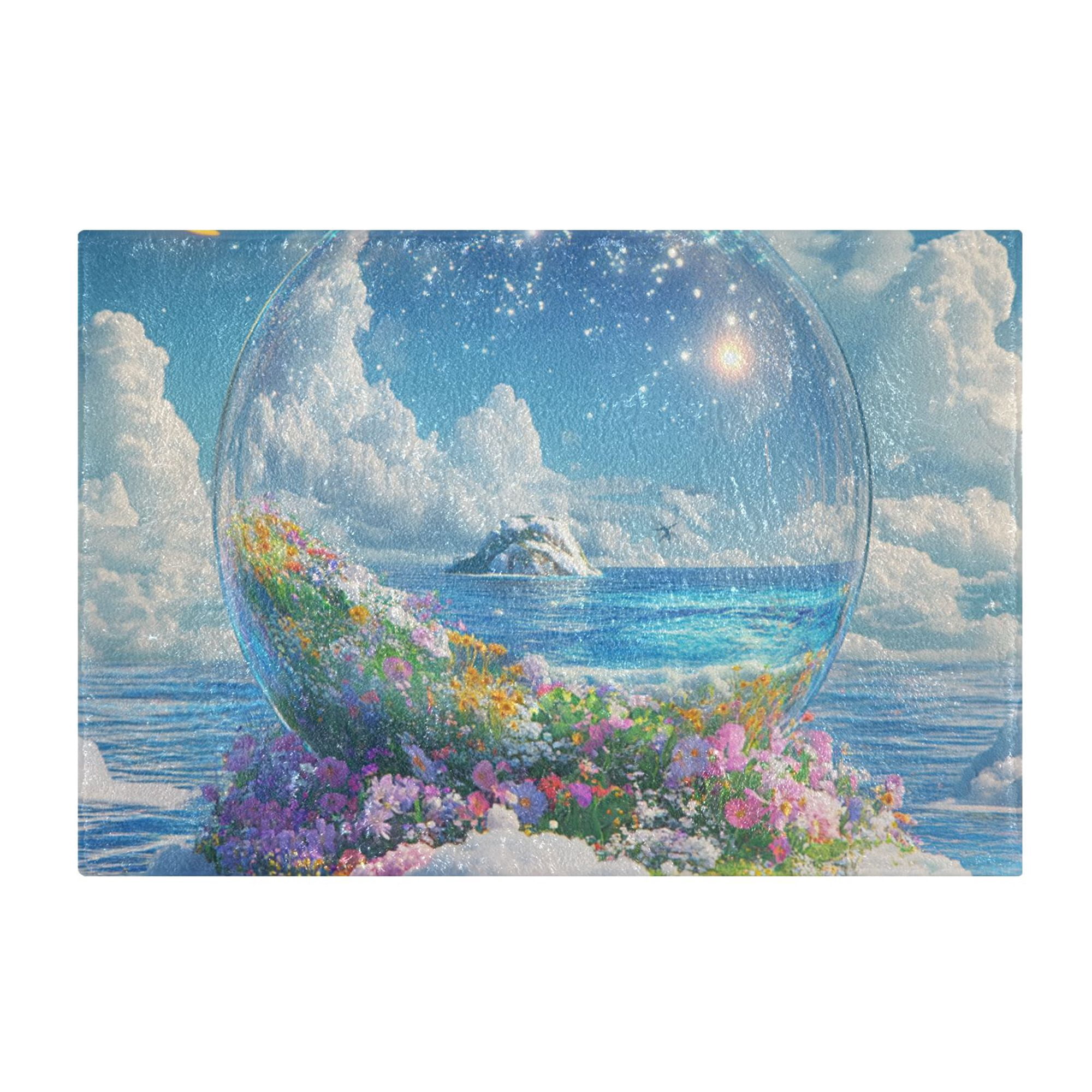 Yayeee Bath Rug for Bathroom Floor Non Slip Rectangle Fluffy Soft Absorbent Mat, 16"x24", Crystal Ocean