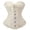 Beige, variant on Women's Overbust Corset Brocade Pattern Ruffle Trim Front Hook With Ribbon Tie Waist Cincher for Holiday Party