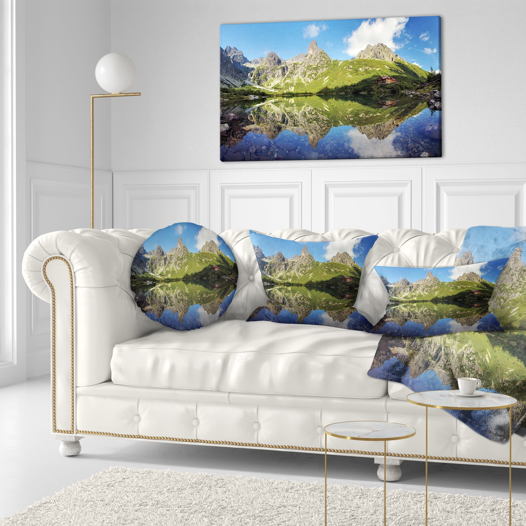 Designart Green Lake in Tatra Mountain - Landscape Photo Throw Pillow - 12x20