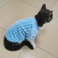 thumbnail image 4 of Frogued Solid Color Winter Flannel Sweater Casual Stripping Cat Dog Clothing Pet Costume (Sky Blue,XL), 4 of 13