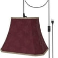 thumbnail image 1 of Aspen Creative 74121-21 One-Light Plug-In Swag Pendant Light Conversion Kit with Transitional Rectangle Cut Corner Bell Fabric Lamp Shade, Red, 14" width, 1 of 1