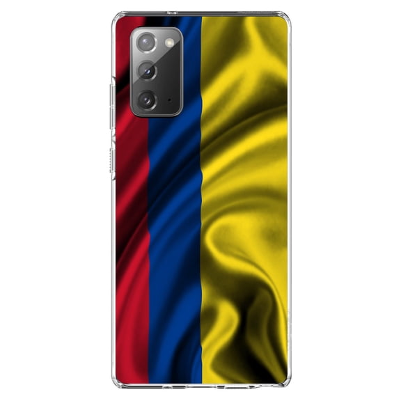 DistinctInk Clear Shockproof Hybrid Case for Galaxy Note 20 ULTRA (6.9" Screen) - TPU Bumper, Acrylic Back, Tempered Glass Screen Protector - Colombia Waving Flag - Colombia