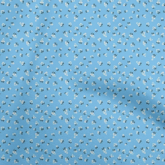 oneOone Popeline de Coton Bleu Moyen Tissu Floral Matière de Robe Tissu Imprimé Tissu au Mètre 56 Pouces de Large