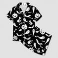 thumbnail image 5 of TOWED22 Big Kids Unisex Halloween Pjs Set Girls Boys Silk Pajama Sets Satin Clasic Sleepwear 2-13T Fall Winter 2 Pieces Button Down Nighty(Black,10-11 Y), 5 of 5