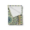 thumbnail image 2 of Turkish Pattern Soft Flannel Fleece Throw Blanket, Arch and Frame with Geometric Details Stars and Triangles, Cozy Plush for Indoor and Outdoor Use, 50" x 70", Caramel Green Indigo, by Ambesonne, 2 of 5