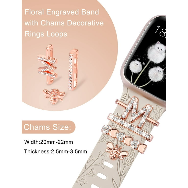  Christmas Watch Bands with Band Charms Decorative & Rings Loops  for Apple Watch 38mm/40mm/41mm/42mm/44mm/45/49mm for iWatch SE/Series8 7 6  5 4 3 2 1, Replaceable Holiday Soft Silicone Sport Watch Bands