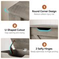 thumbnail image 6 of Kojooin Storage Chest, Wooden Storage Bench with 4 Wheels, 39.4" Storage Trunk with 2 Safety Hinges, Supports 350 Lbs, Round Corner, U-Shape Cutout, for Entryway, Living Room, Gray, 6 of 8
