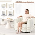 thumbnail image 3 of Aukfa 37" Swivel Accent Chair Pumpkin Armchair for Living Room, Bedroom, Teddy Fabric, Beige, 3 of 10