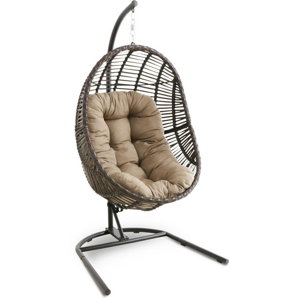 Mōd Avery Brown Wicker Hanging Egg Chair with Taupe Cushion Walmart