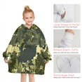 thumbnail image 6 of Green Brown Camo Forest Pattern Blanket Hoodies for Kids 6-13YR Oversize Wearable Blanket Hoodies for Boys Girls Teens, 6 of 7