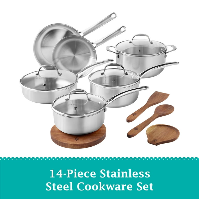 The Pioneer Woman 14-Piece Tri-Ply Stainless Steel Cookware Set