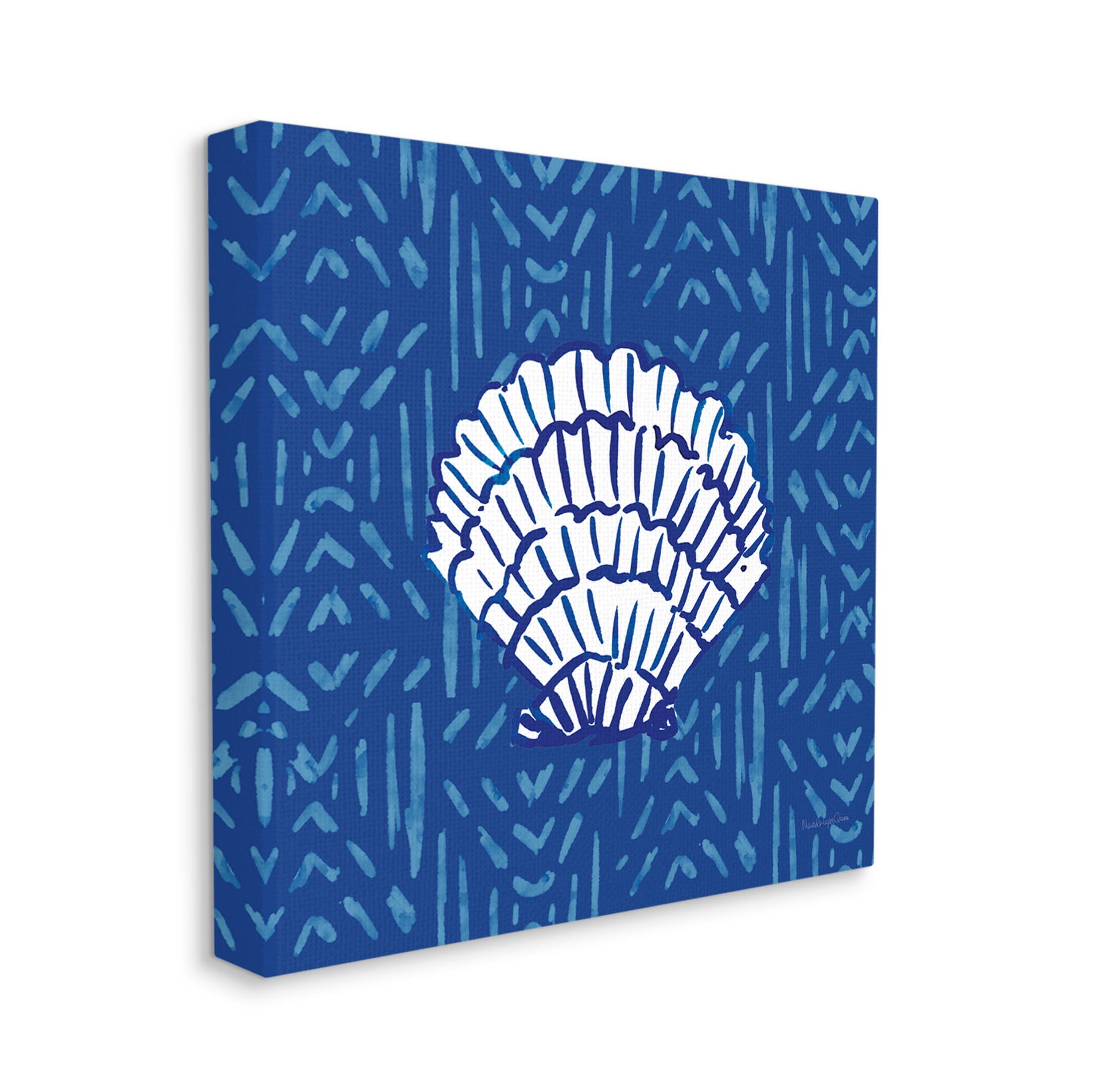 Stupell Industries White Clam Shell Patterned Sea Life Graphic Art Gallery Wrapped Canvas Print Wall Art, Design by Mercedes Lopez Charro