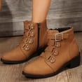 thumbnail image 7 of Women Ankle Boots With Side Zipper And Belt Buckle Knight Boot Winter Square Heel Pointed Toe Shoes, 7 of 7