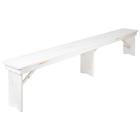 Bowery Hill 96" x 12" Folding Farm Dining Bench in Antique White