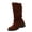 Coffee_009, variant on Domuza Women's Large Size Suede Slouch Mid Calf Boots, Round Toe Low Block Heel Pull On Casual Stackable Boots Red 8(EU-40)