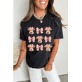 thumbnail image 2 of Women's Black Cow with Bow Graphic Crewneck Western Tee - Casual Summer Top | [ZhiHiMeRi] | (US 20-22)2XL, 2 of 9