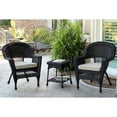 thumbnail image 1 of Jeco Ensemble de Conversation en Osier 3 Pcs, Noir, avec Coussins Beige, 1 of 2