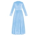 thumbnail image 3 of IBTOM CASTLE Kids Little Girls Maxi Velvet Dress with Pockets Long Sleeve Casual Pageant Party Evening Gown 7-8 Years Sky Blue, 3 of 8