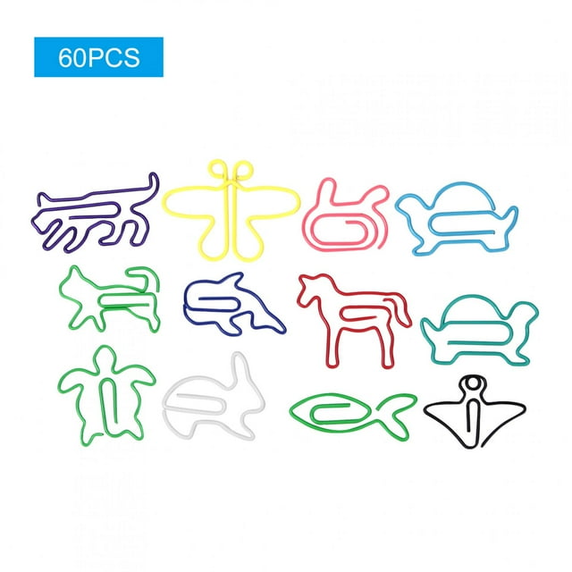 60pcs en Forme d'Animal Binder Clip, Trombone, Bricolage Main Compte Apprentissage Documents Bookmarking pour les Notes de Bureau