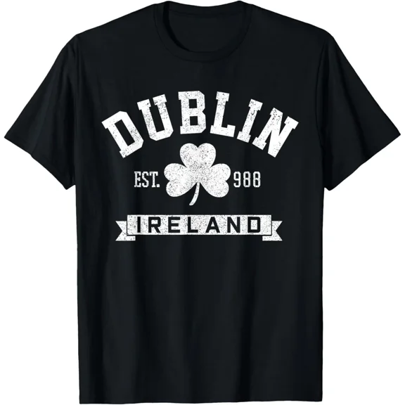 Dublin Ireland Est 988 Shamrock Saint Patricks Day Unisex T-Shirt, for men & women, up to size 5XL