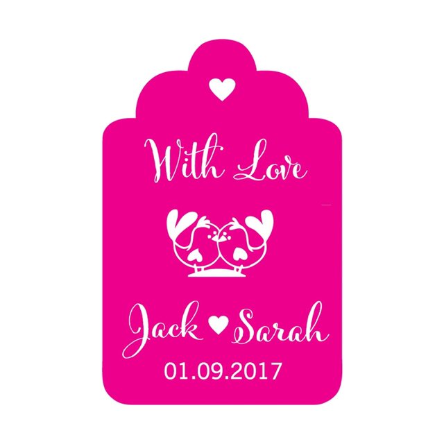 100 PCS With Love Birds Customized Wedding Gift Paper Tags Personalized Wedding Favor Hang Tags