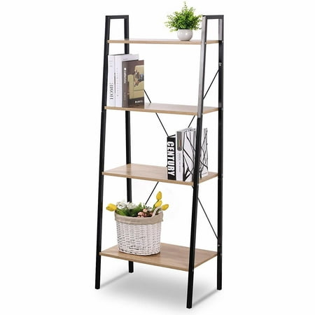 Moustache 4 Tierwooden Ladder Shelf For Books Plants Bookshelf